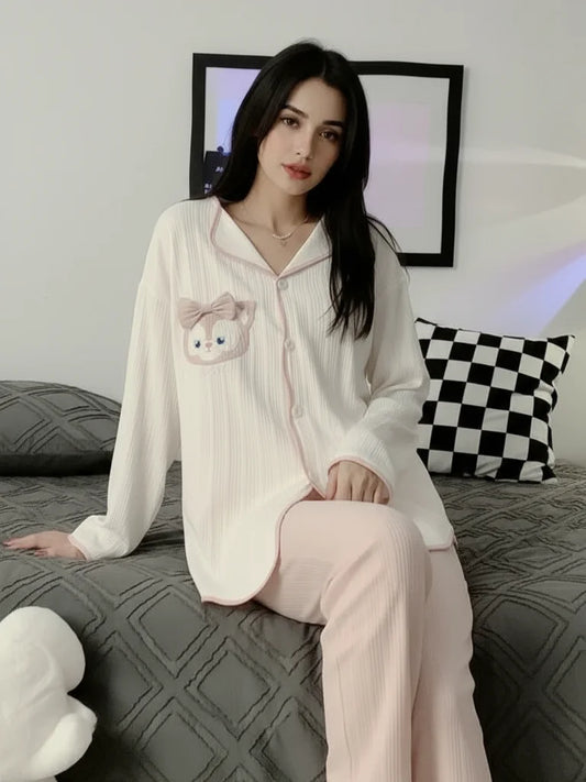 White Powder Cat Loose Nightdress