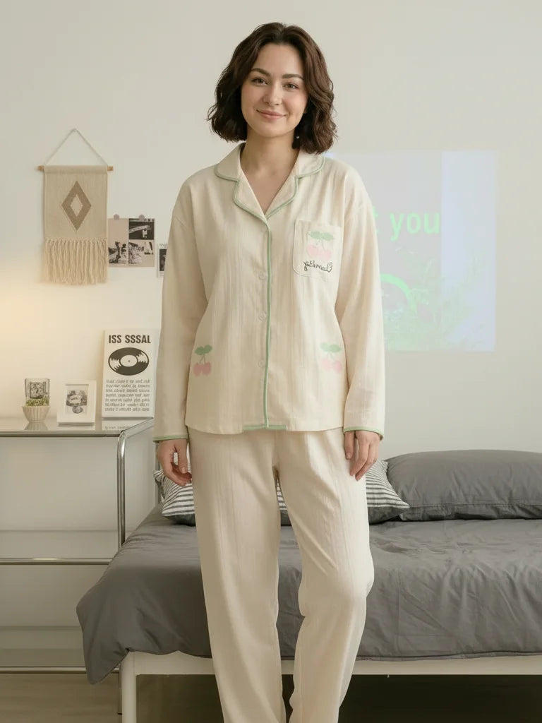Apricot Cherry Loose Nightdress