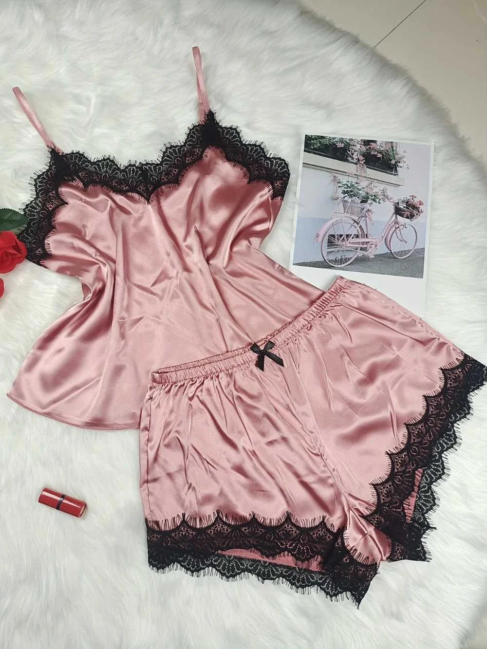 2Pc Silk Camisole Short Set
