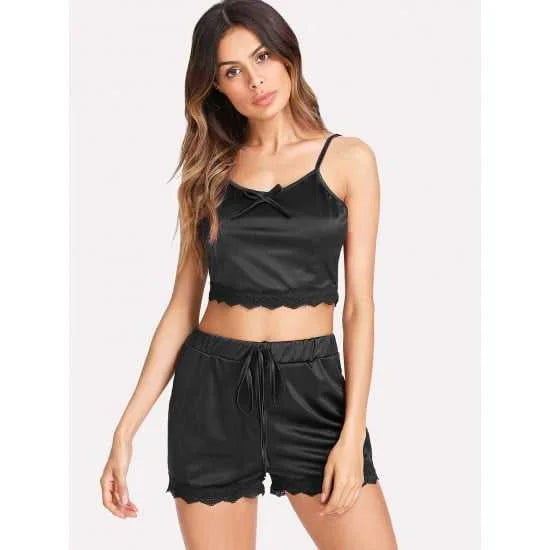 2Pc Silk Camisole Short Set