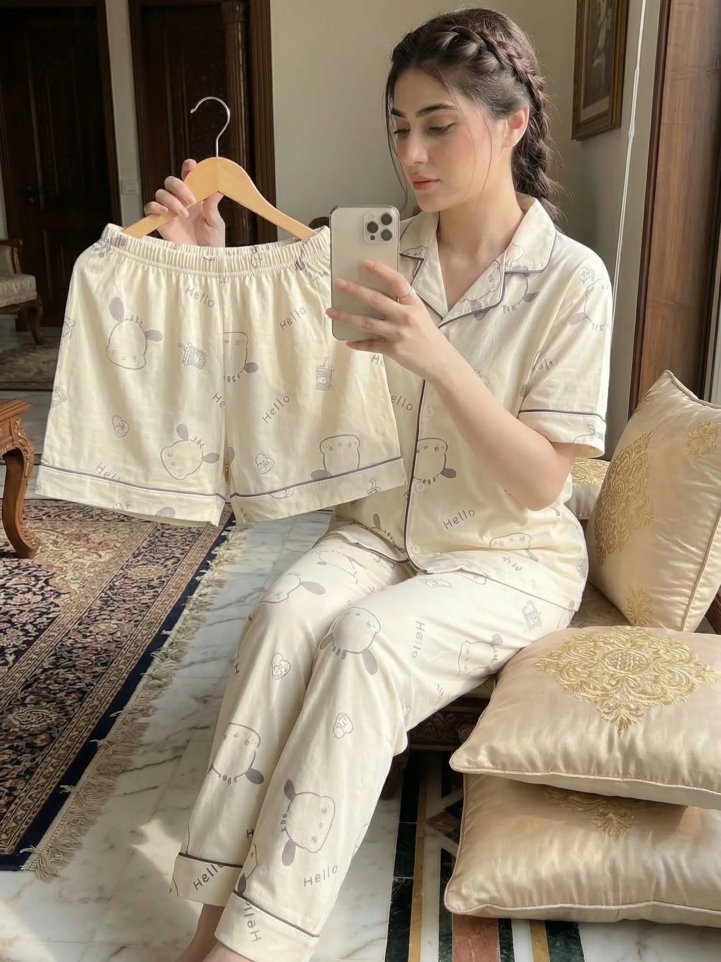 3pc Cardigan Apricot Bottom Dog