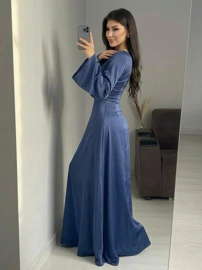 Blue Elegant Maxi Partywear