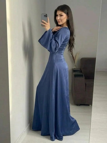 Blue Elegant Maxi Partywear