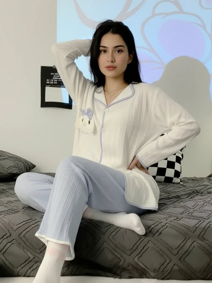 White Blue Rabbit Loose Nightdress