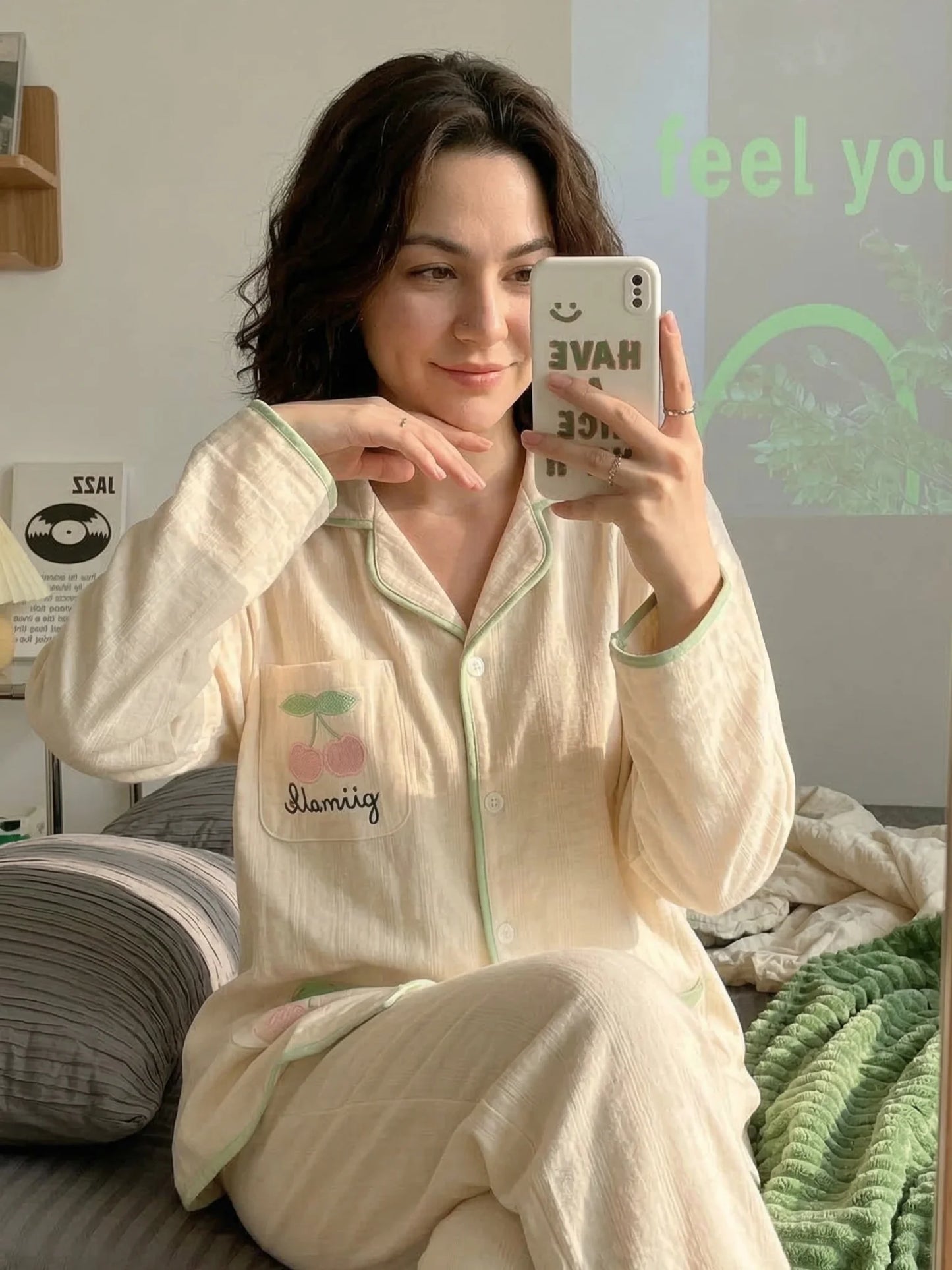 Apricot Cherry Loose Nightdress