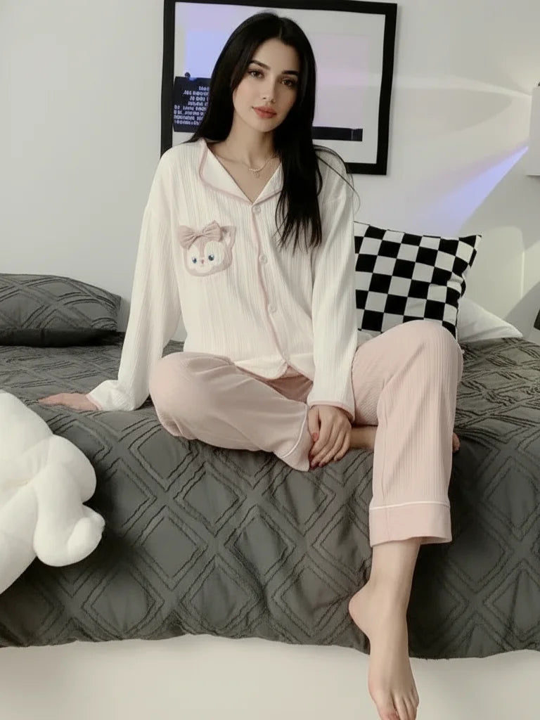 White Powder Cat Loose Nightdress