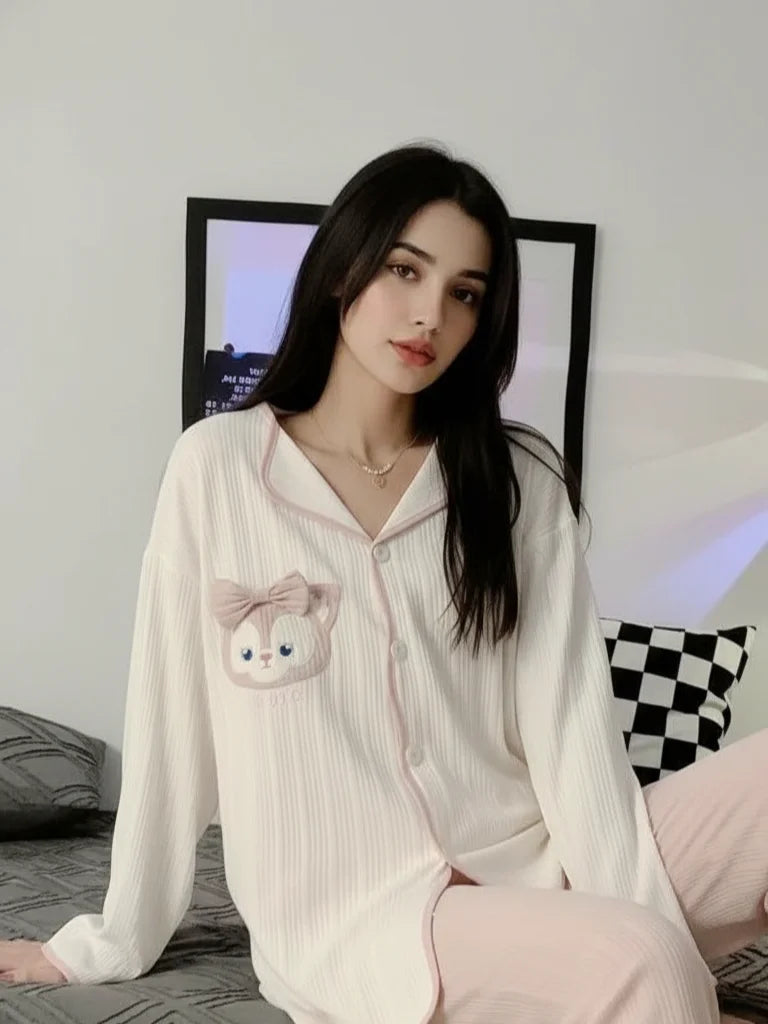 White Powder Cat Loose Nightdress