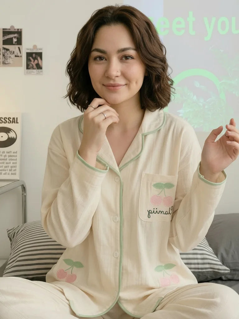 Apricot Cherry Loose Nightdress