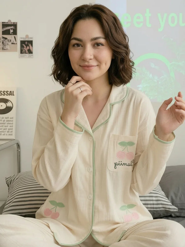 Apricot Cherry Loose Nightdress
