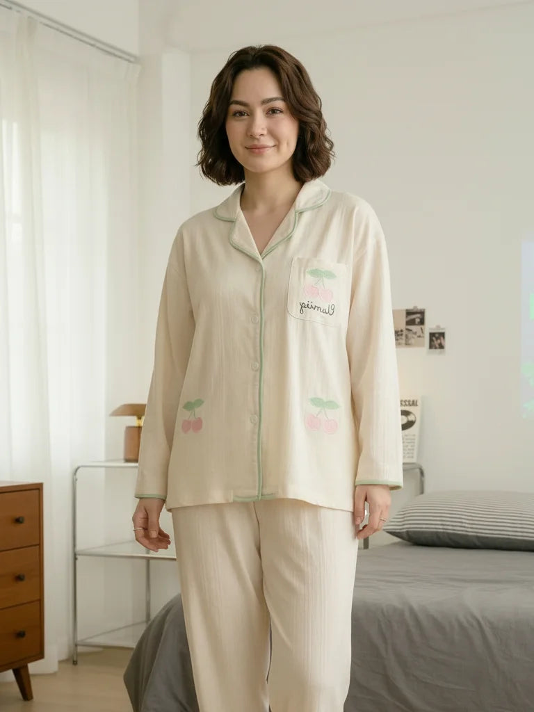 Apricot Cherry Loose Nightdress
