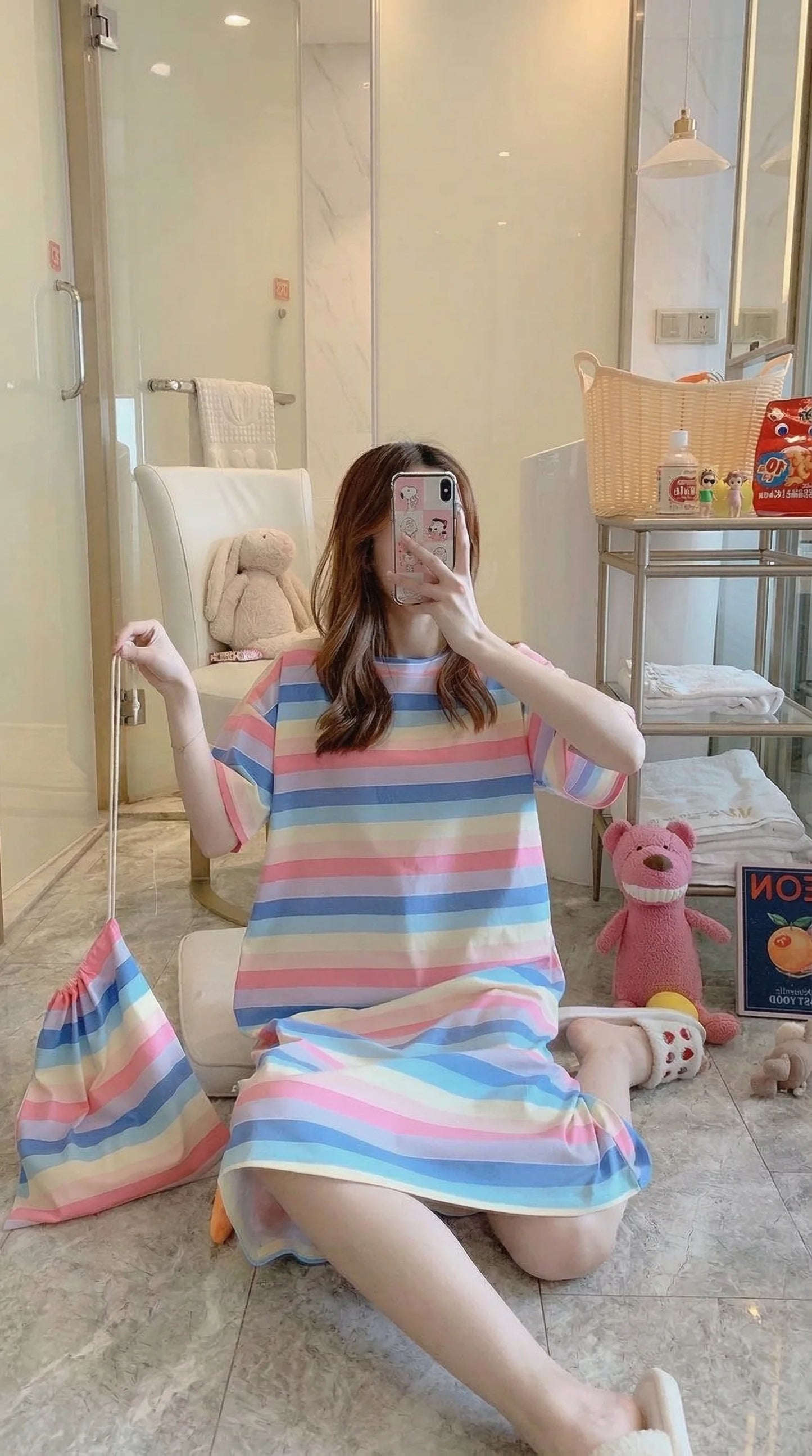 Rainbow Long Sleepwear + Bag