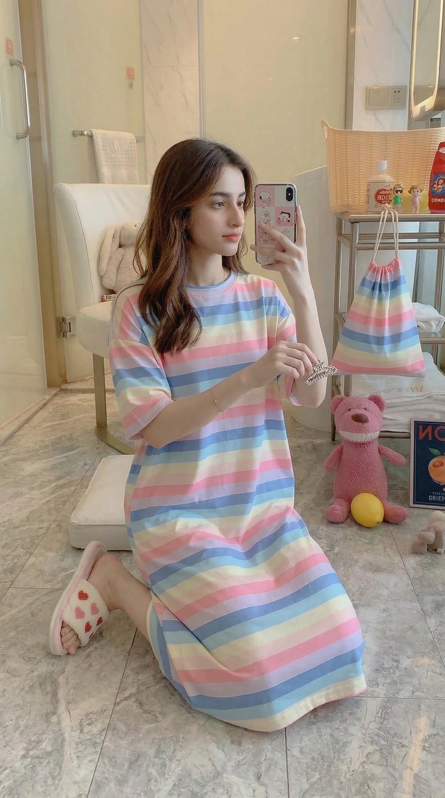Rainbow Long Sleepwear + Bag
