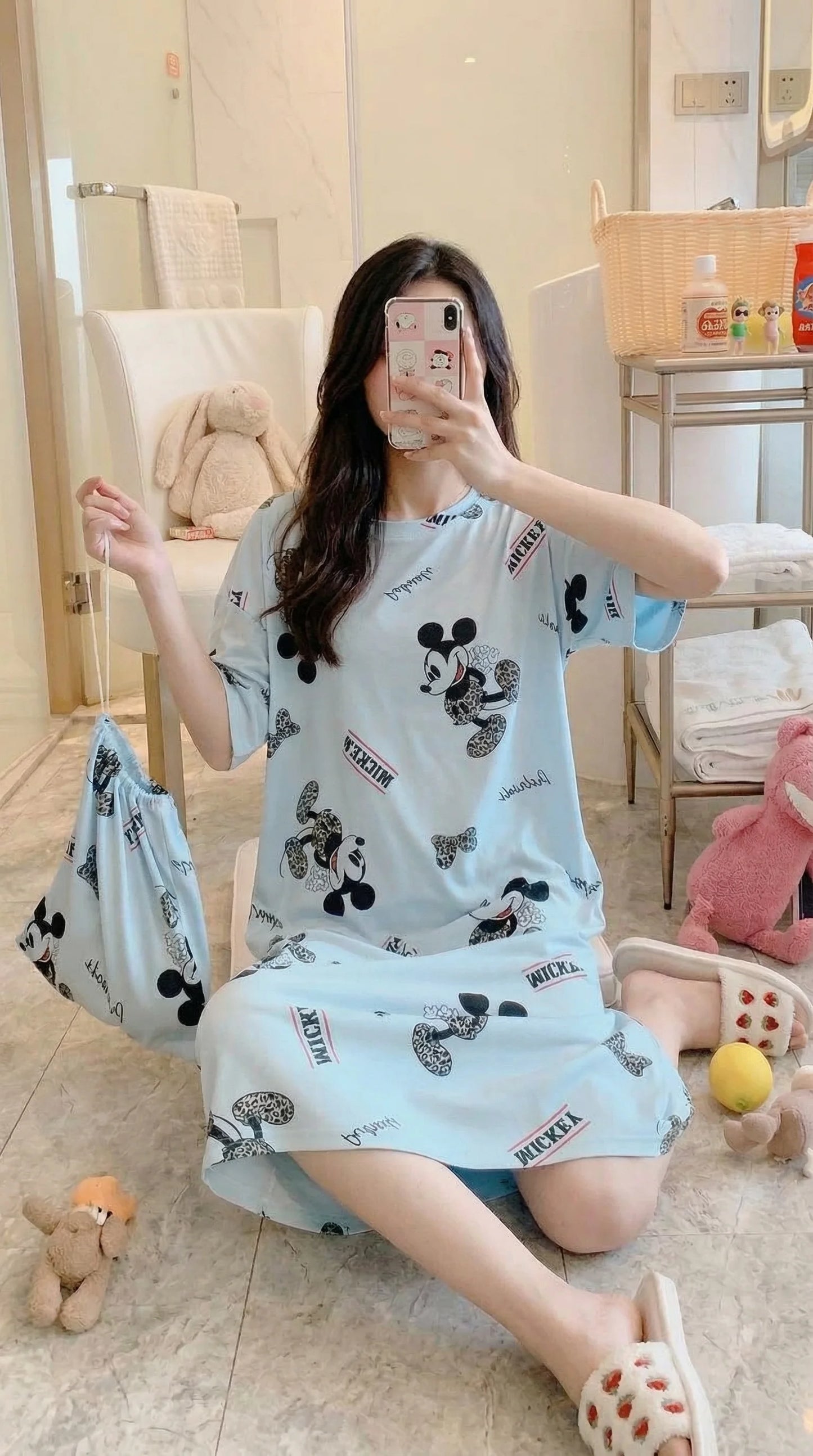 Mickymouse Long Sleepwear + Bag